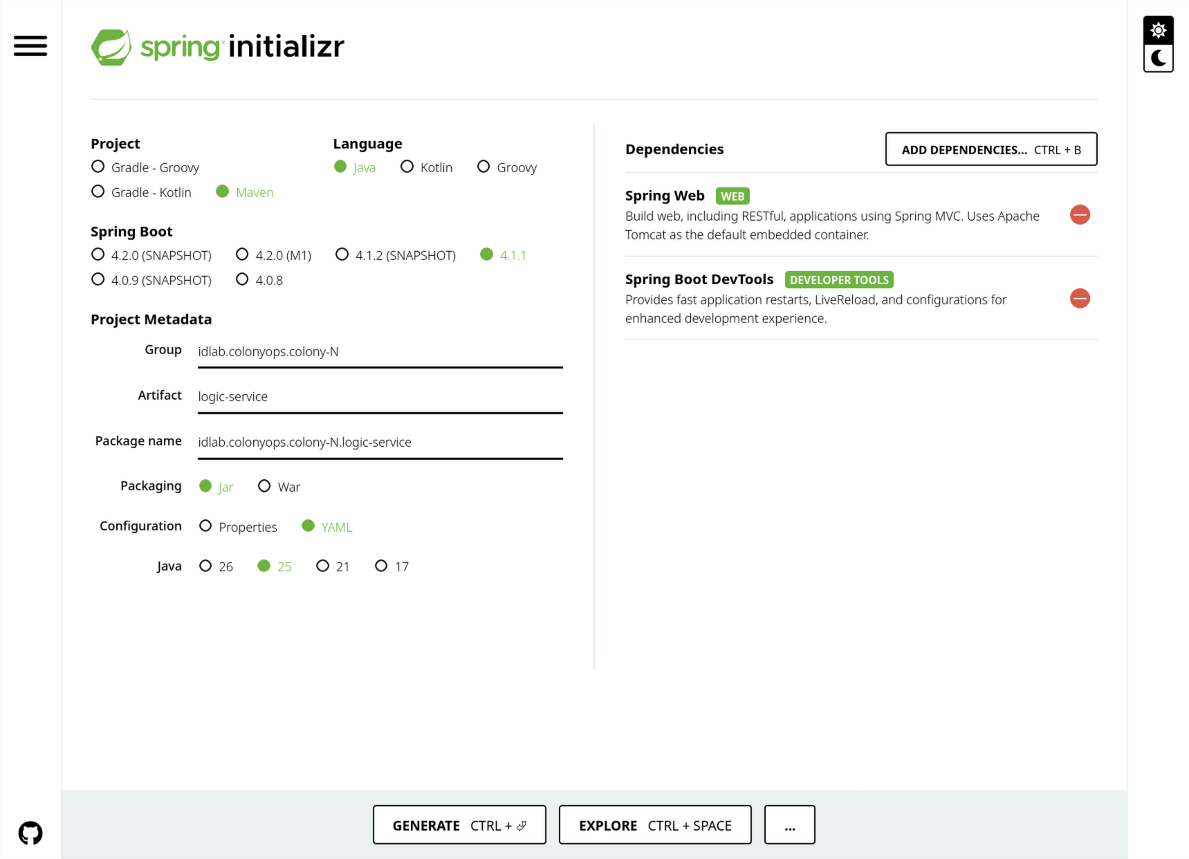 Web Spring Initializr